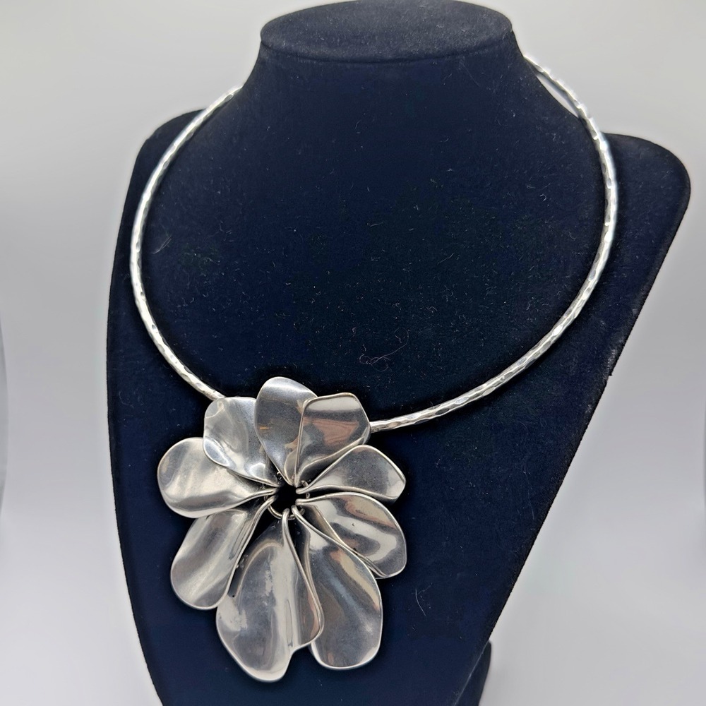 Vintage RLM Soho Necklace 16" Torque/Collar 3" Flower Slide Statement Choker